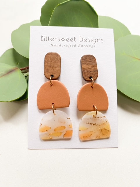 Neutral Two Tier Translucent/Muted Rust Dangle