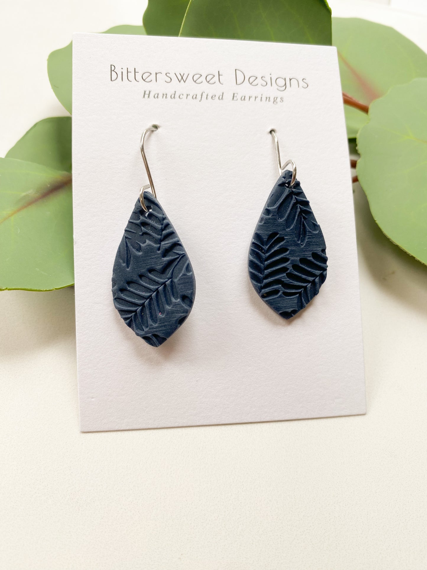 Navy Blue Fern Teardrop