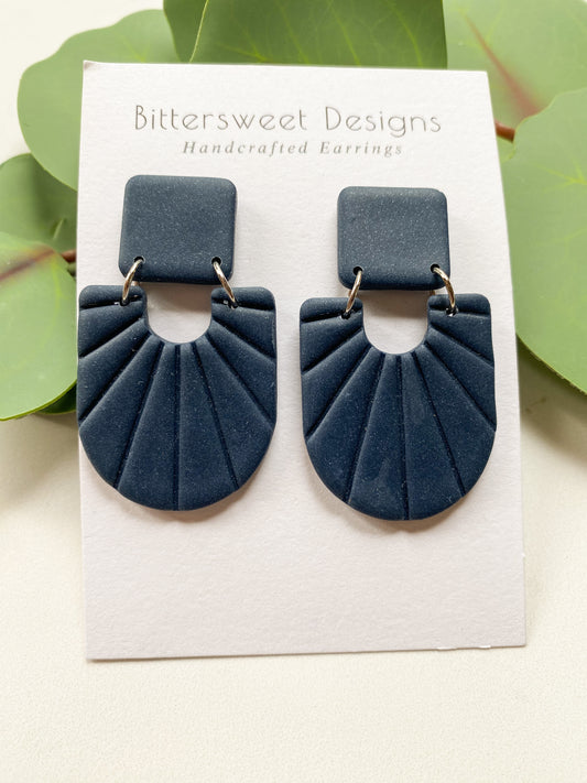 Navy Blue Shimmer Statement Dangle