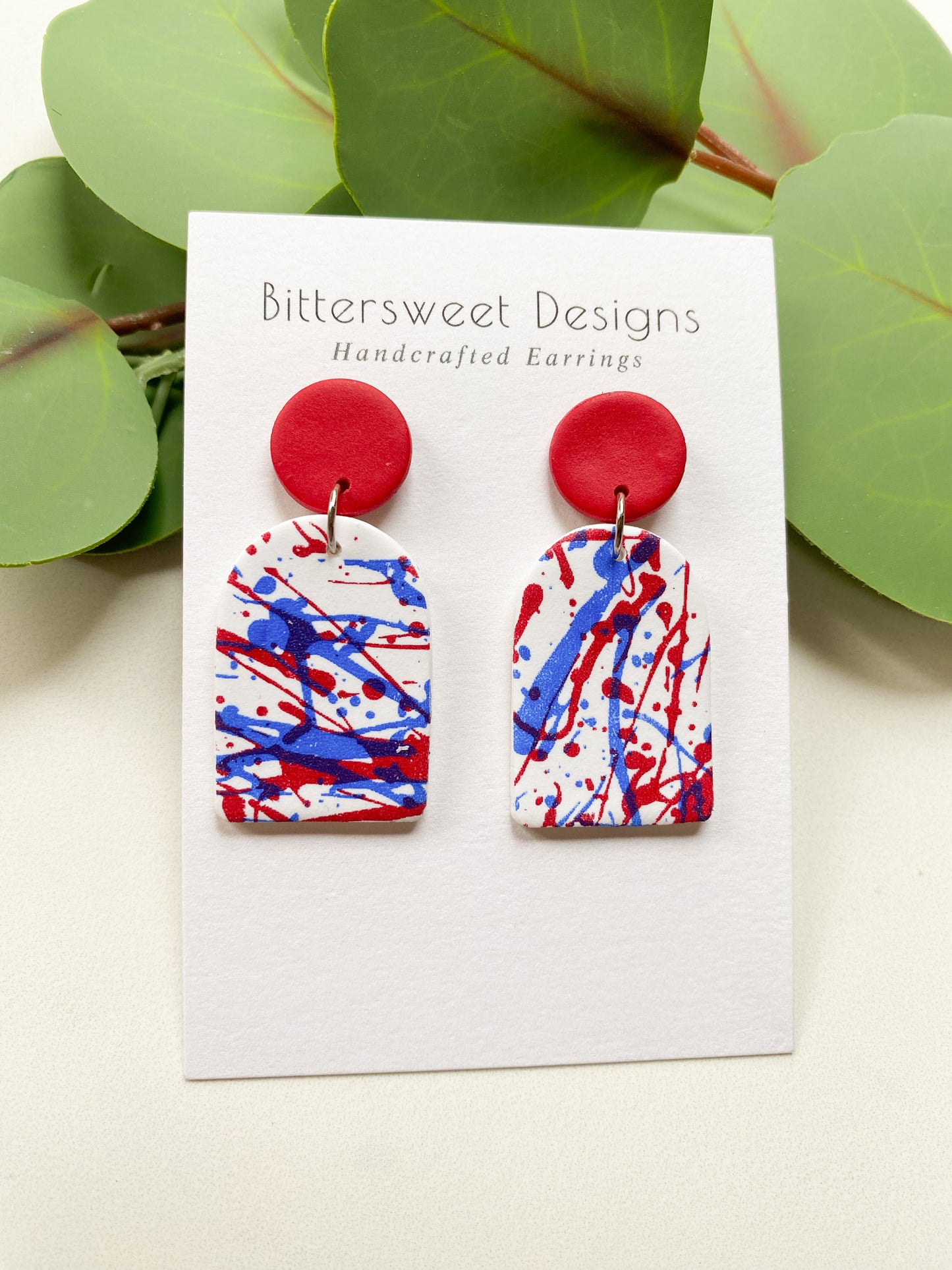 Red and Blue Splatter Print