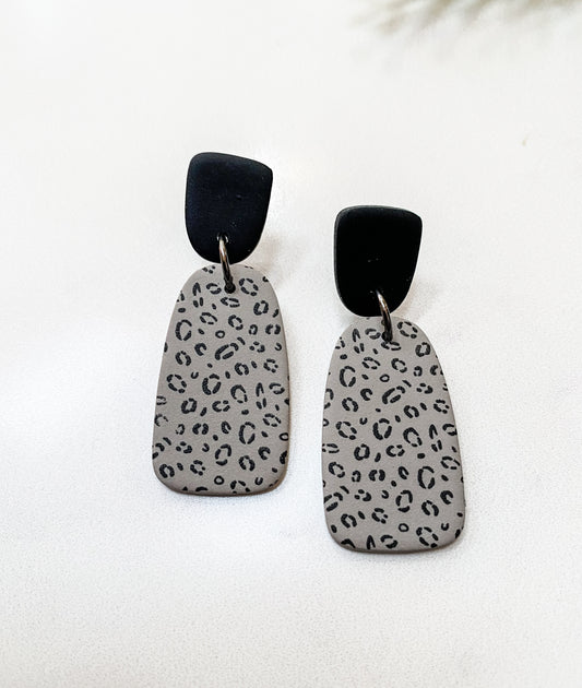 Gray and Black Animal Print Dangle