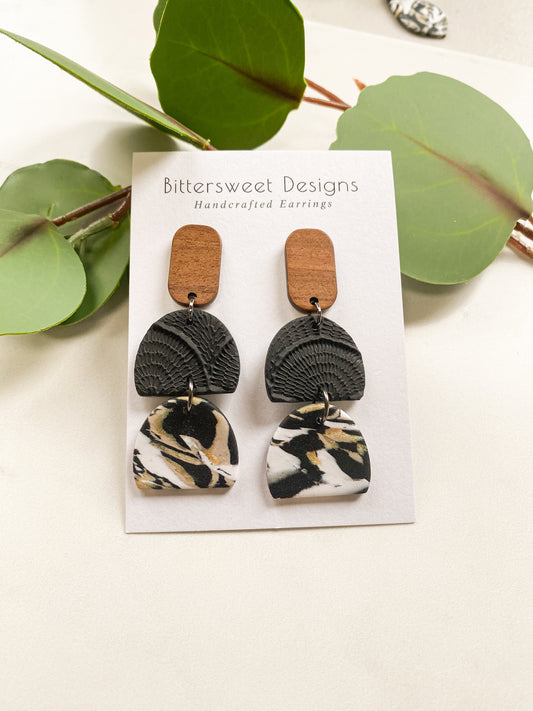 Black Marbled 2 Piece Dangle