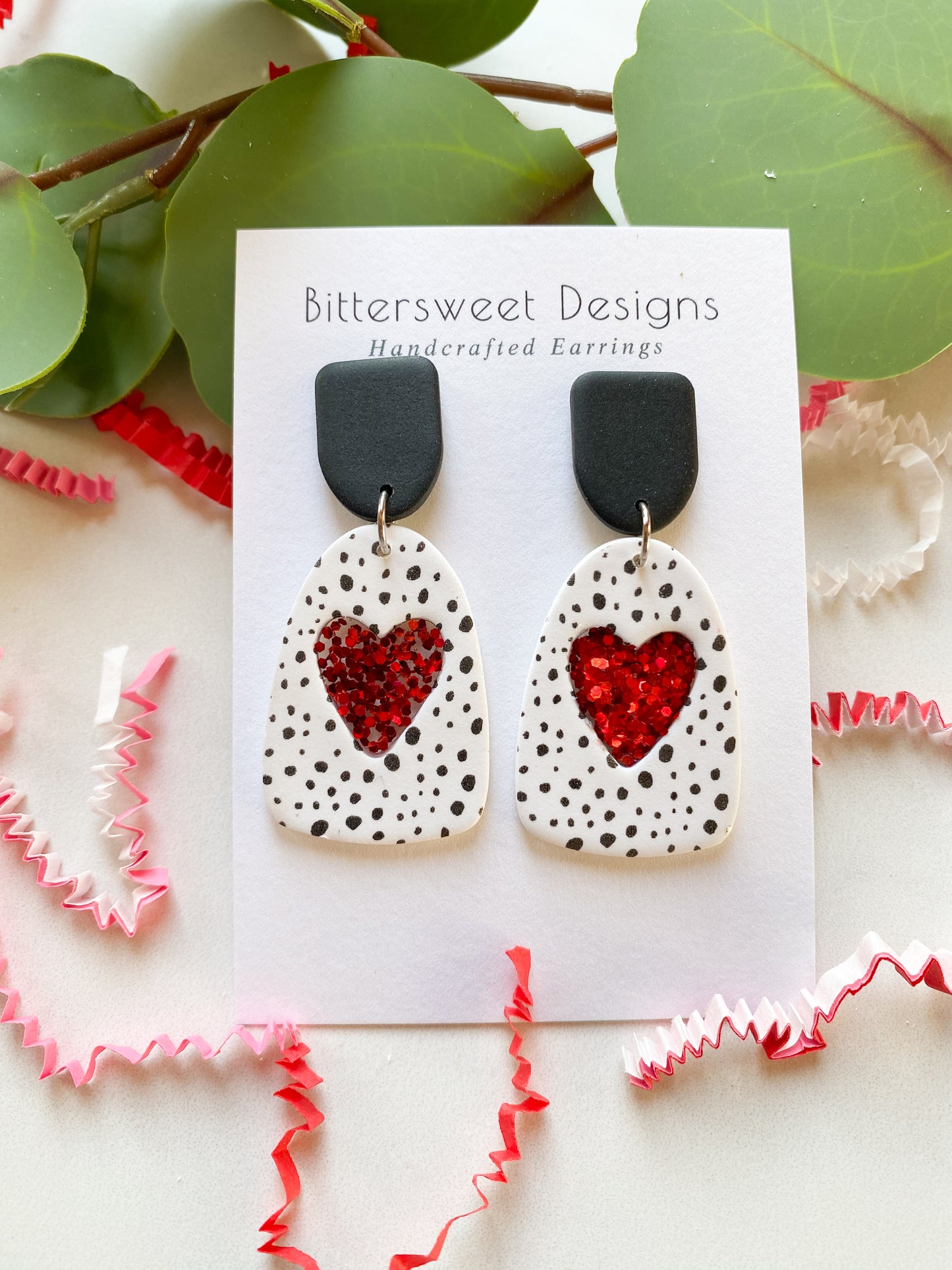 Valentine Statement Dangle: Black, White, Red