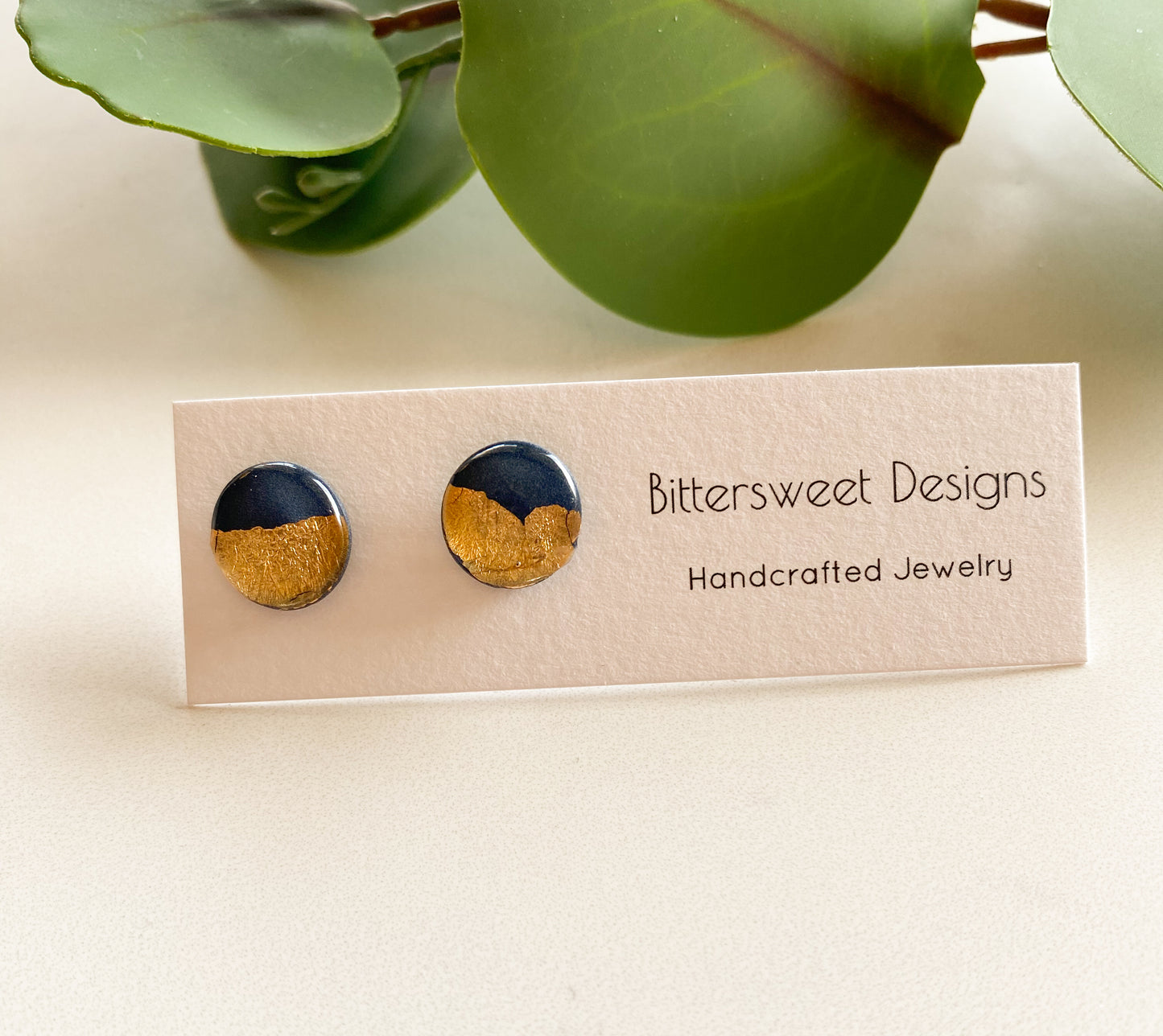 Navy and Gold Foil: Single Studs