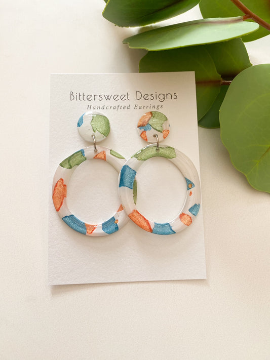 Orange/Blue/Green Hoop Dangle