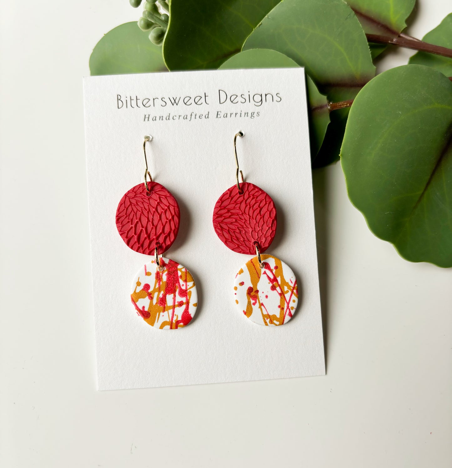 Red and Yellow Splatter Print: Organic Circles