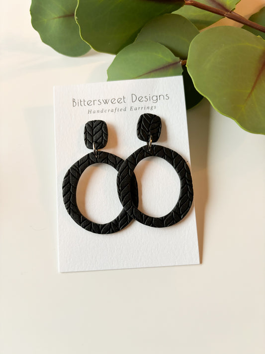 Black Braided Knit Hoops